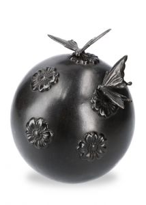 Urna para cinzas em bronze com borboletas e flores