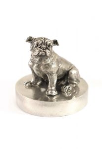 Bulldog urn zilvertin