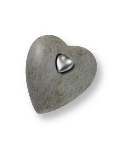Mini urna para cinzas em cerâmica 'Para sempre nos nossos corações' cinza