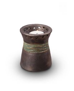 Mini urna para cinzas em cerâmica com suporte de vela