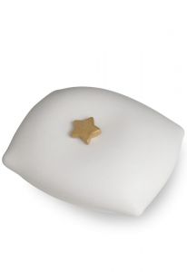 Urna para cinzas branco 'Almofada com estrela' feita à mão