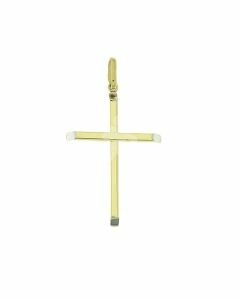 Pingente memorial em forma de cruz em ouro bicolor 14k