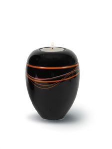 Mini urna funerária de fibra de vidro com suporte de vela