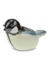 Mini urna para cinzas em cerâmica 'Pássaro' preto/amarelo