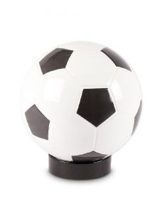 Urna funerária em formato de bola de futebol (preta e branca)